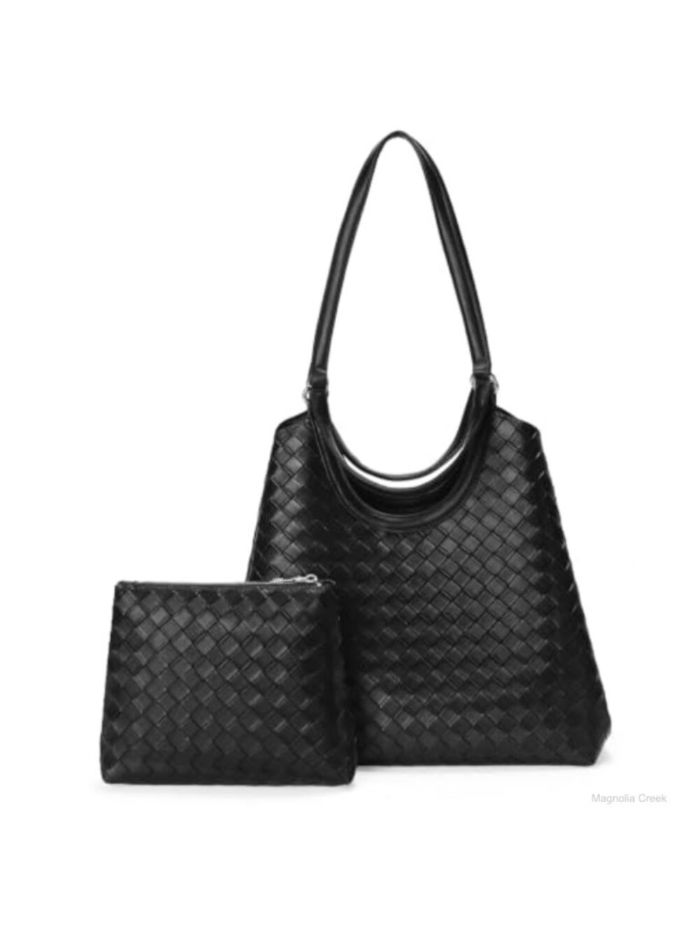 Vegan Leather Woven Hobo Shoulder Bag Crossbody Purse with Clutch